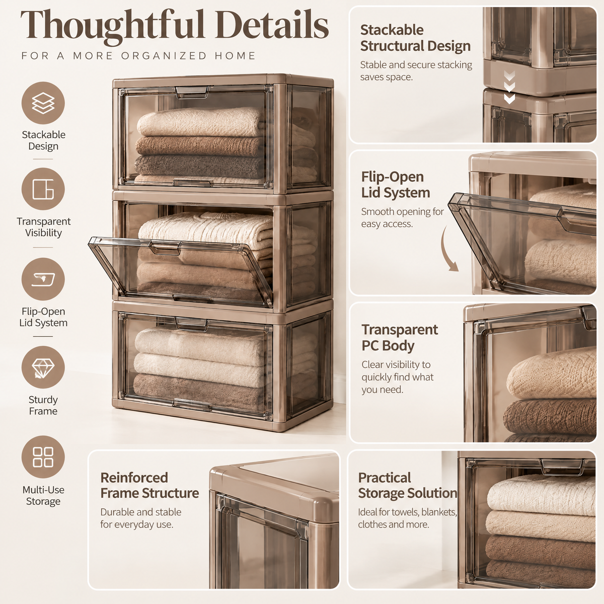 Orvenyra™ Stackable Fold-Front Storage Cabinet — product image 3