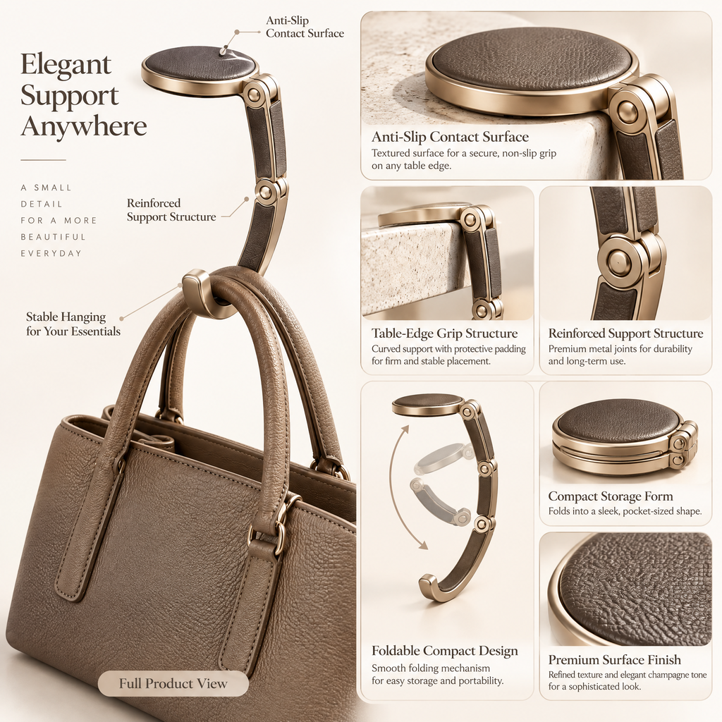 Orvenyra™ Foldable Tabletop Handbag Hook