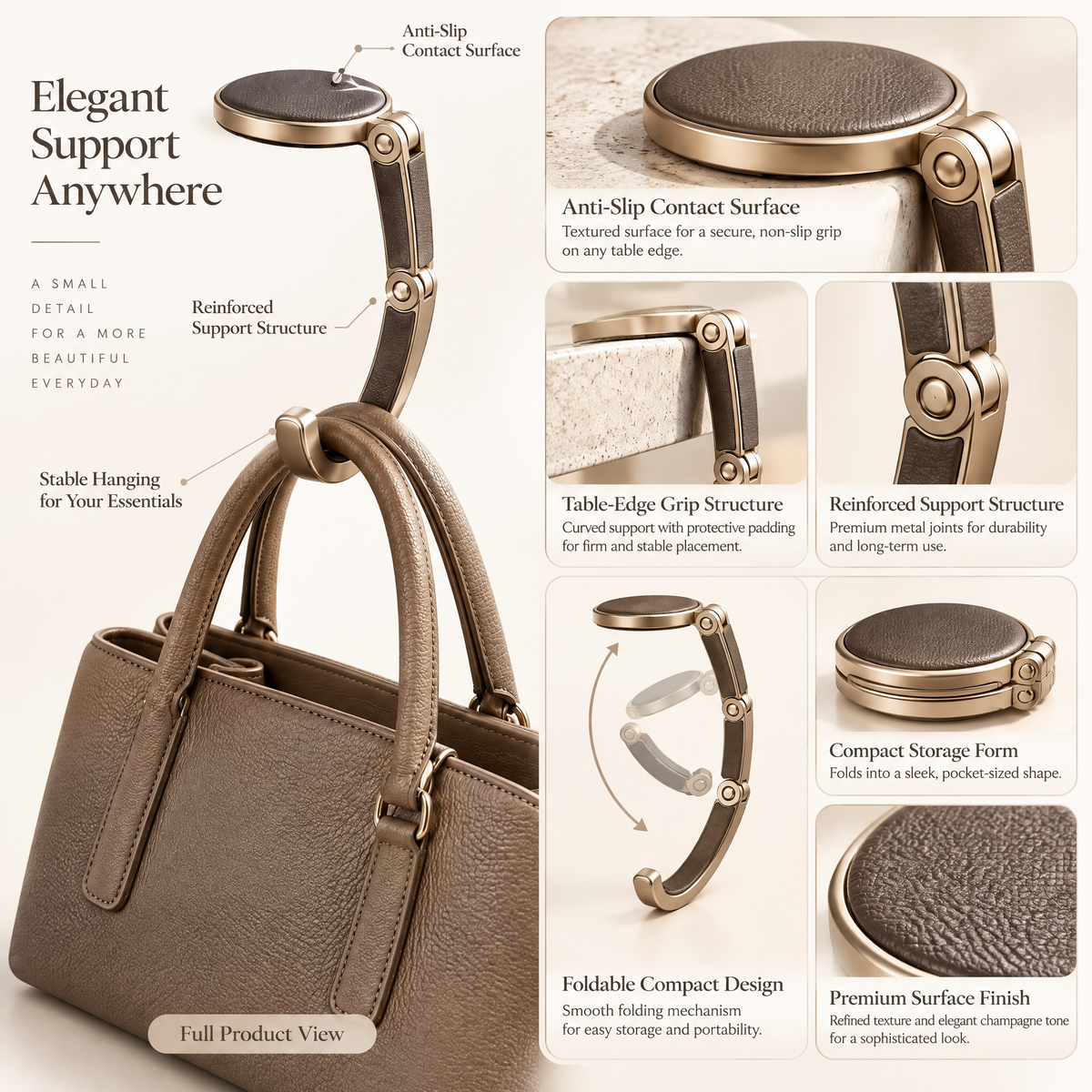 Orvenyra™ Foldable Tabletop Handbag Hook