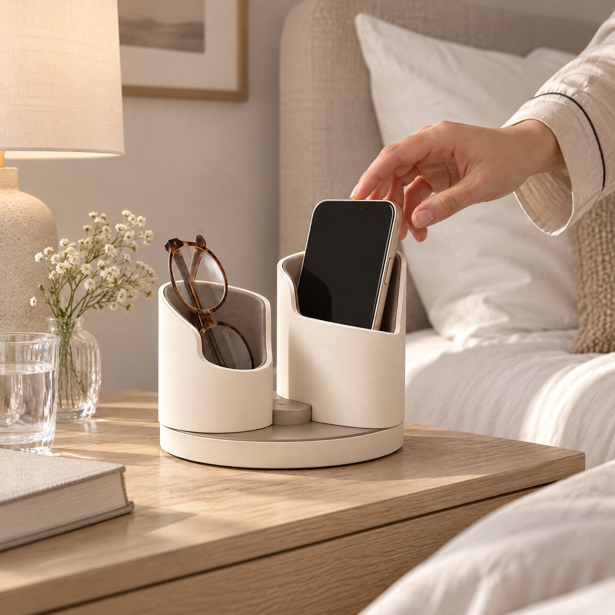 Orvenyra™ Rotating Bedside Essentials Organizer