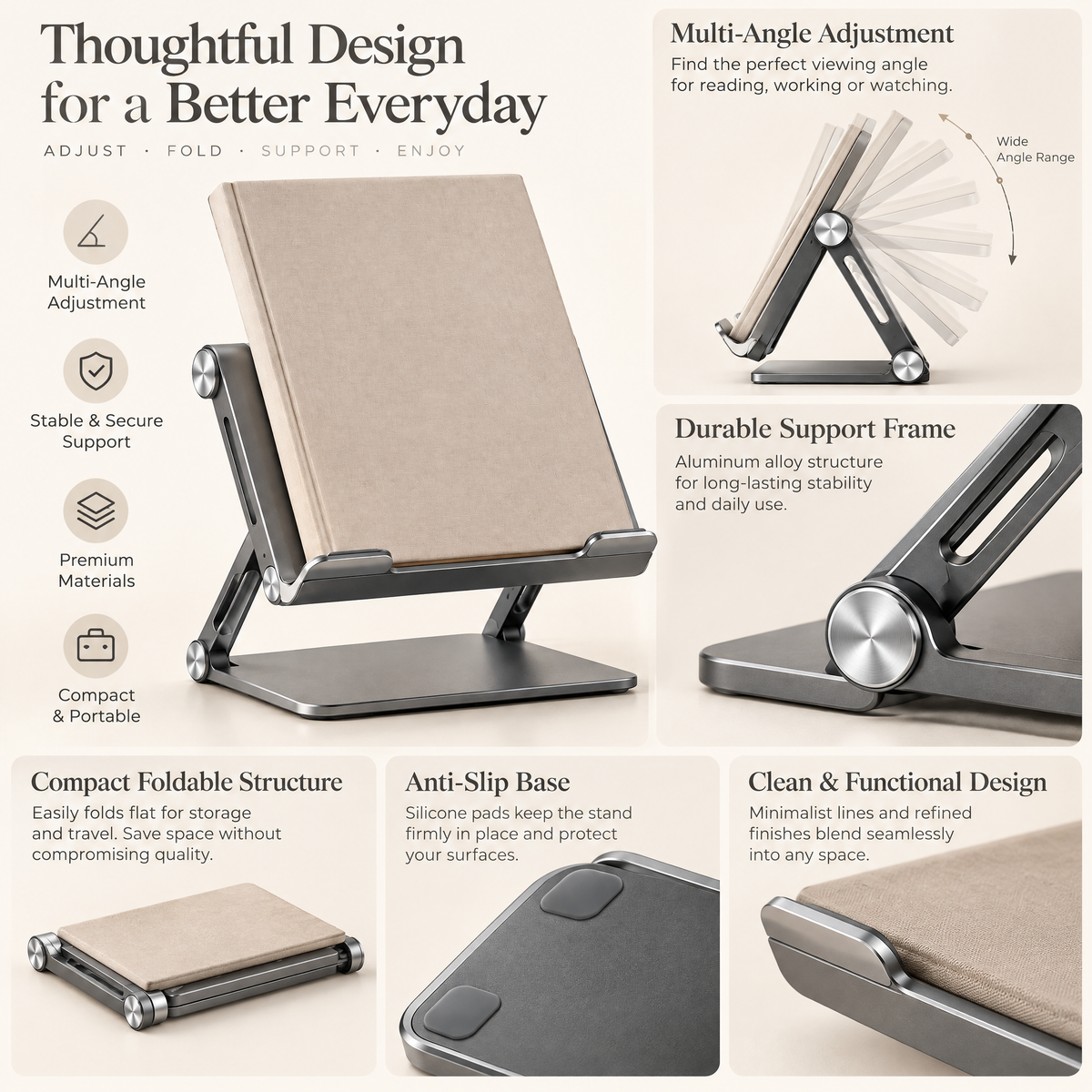 Orvenyra™ Adjustable Folding Book Stand — product image 3