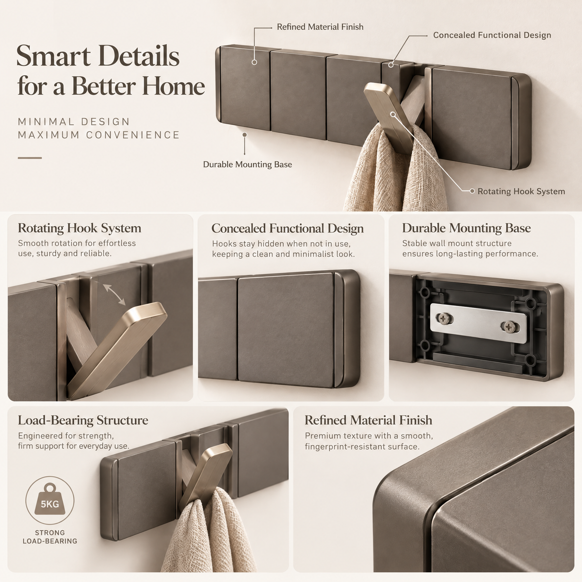 Orvenyra™ Foldable Wall Hook Rack — product image 3