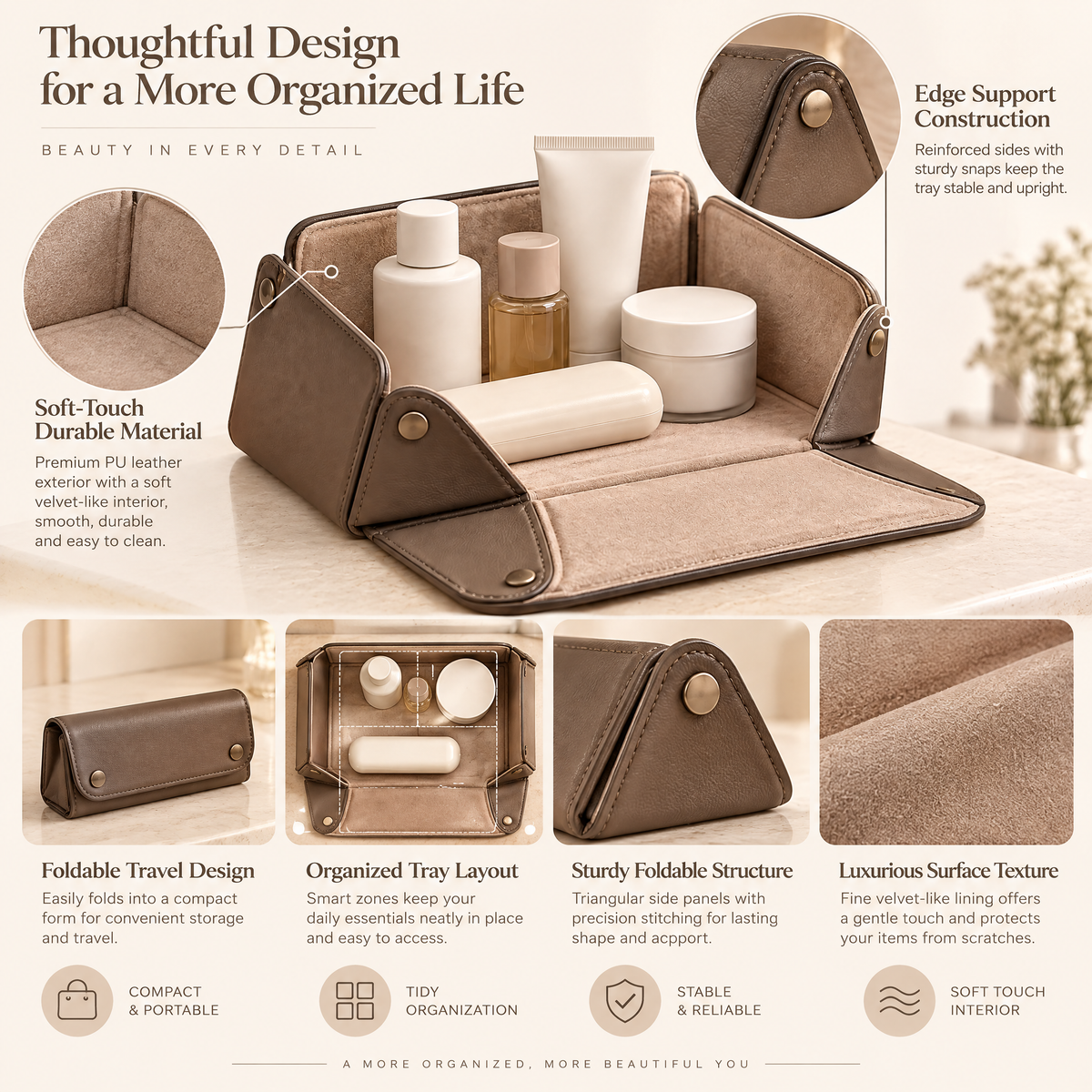 Orvenyra™ Foldable Toiletry Organizer Tray