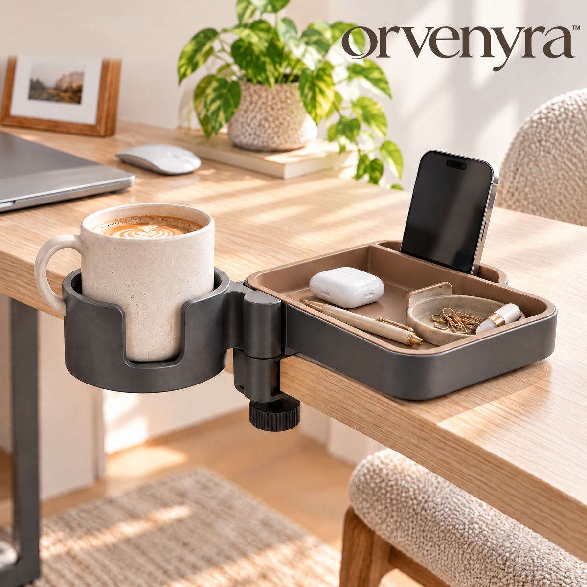 Orvenyra™ Desk Clamp Cup Holder Organizer